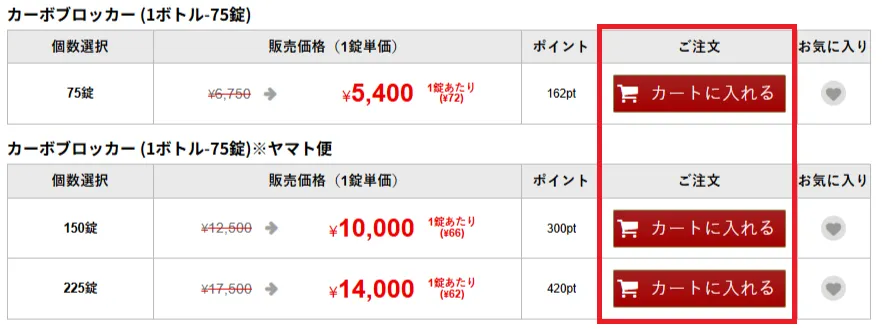 商品をカートに入れる