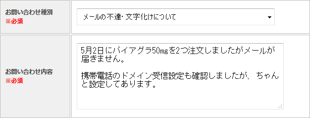 お問い合わせ入力例