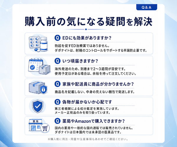 ダポナイト購入前のよくある質問